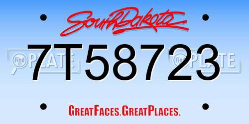 7T58723 South Dakota License Plate