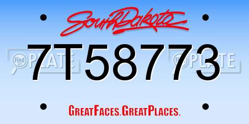 7T58773 South Dakota License Plate