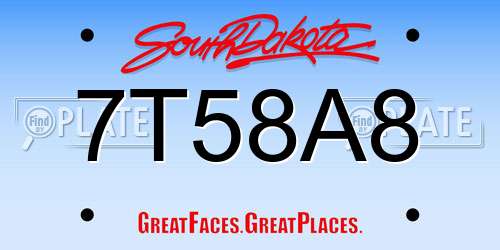 7T58A8 South Dakota License Plate