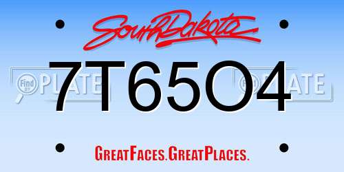 7T65O4 South Dakota License Plate