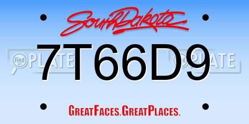 7T66D9 South Dakota License Plate