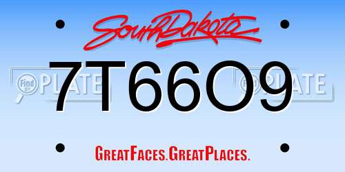7T66O9 South Dakota License Plate