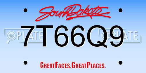 7T66Q9 South Dakota License Plate