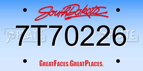 7T70226 South Dakota License Plate