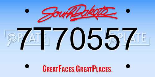 7T70557 South Dakota License Plate