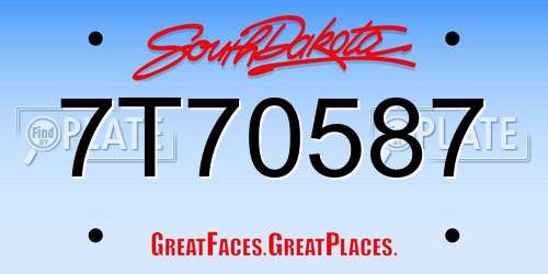 7T70587 South Dakota License Plate