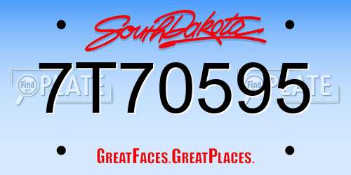 7T70595 South Dakota License Plate