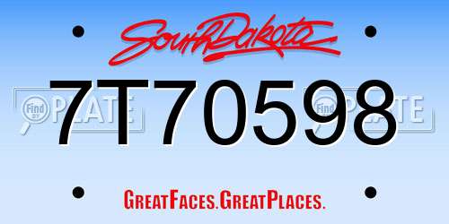 7T70598 South Dakota License Plate