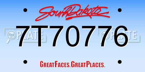 7T70776 South Dakota License Plate