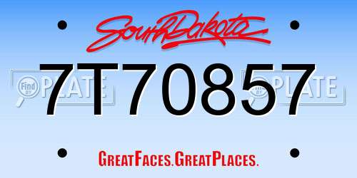 7T70857 South Dakota License Plate