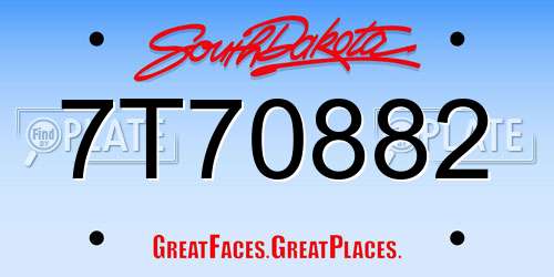 7T70882 South Dakota License Plate