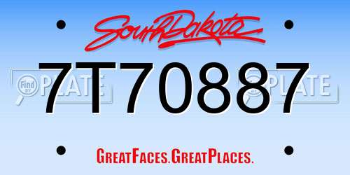 7T70887 South Dakota License Plate