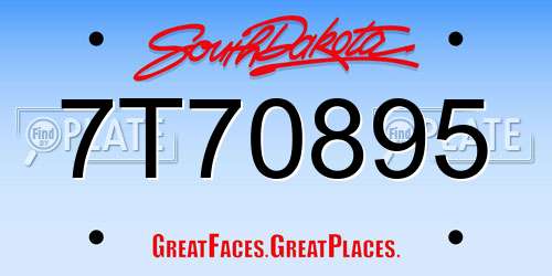 7T70895 South Dakota License Plate