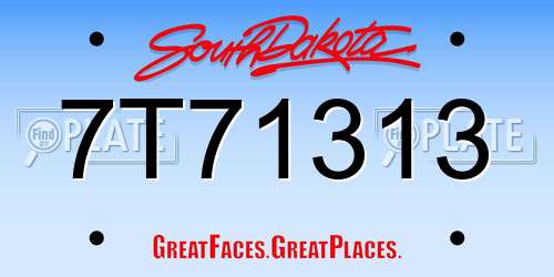 7T71313 South Dakota License Plate