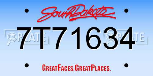 7T71634 South Dakota License Plate