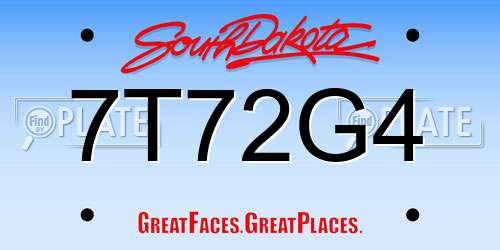 7T72G4 South Dakota License Plate