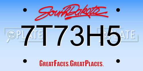 7T73H5 South Dakota License Plate