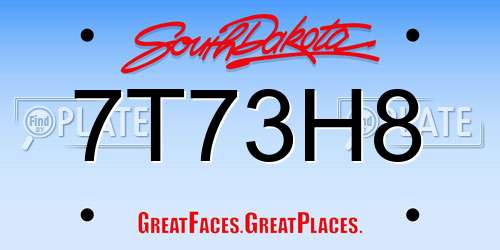 7T73H8 South Dakota License Plate