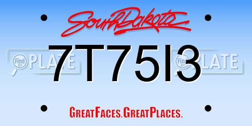 7T75I3 South Dakota License Plate