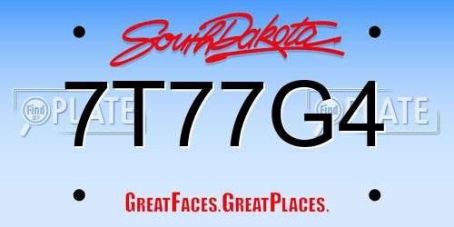 7T77G4 South Dakota License Plate
