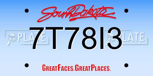 7T78I3 South Dakota License Plate