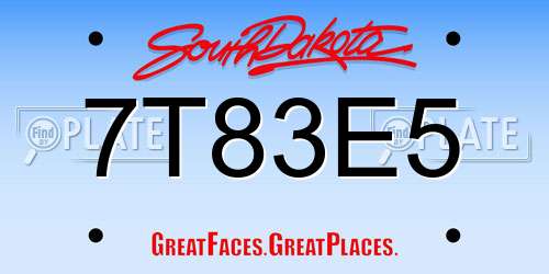 7T83E5 South Dakota License Plate