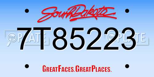 7T85223 South Dakota License Plate