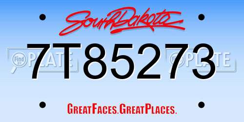 7T85273 South Dakota License Plate
