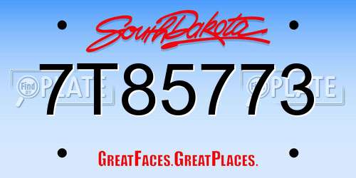 7T85773 South Dakota License Plate