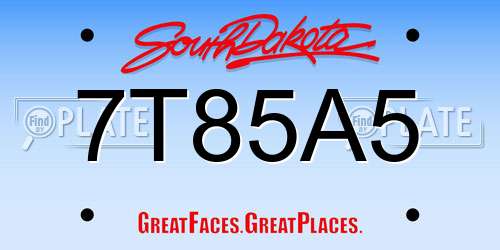 7T85A5 South Dakota License Plate