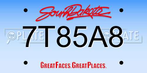 7T85A8 South Dakota License Plate