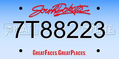 7T88223 South Dakota License Plate