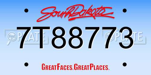 7T88773 South Dakota License Plate
