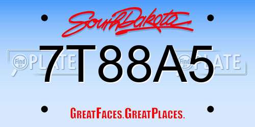 7T88A5 South Dakota License Plate