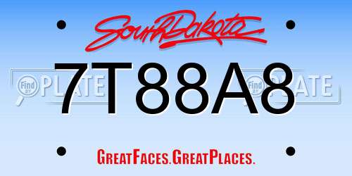 7T88A8 South Dakota License Plate