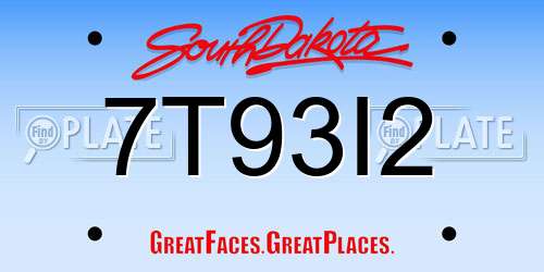 7T93I2 South Dakota License Plate
