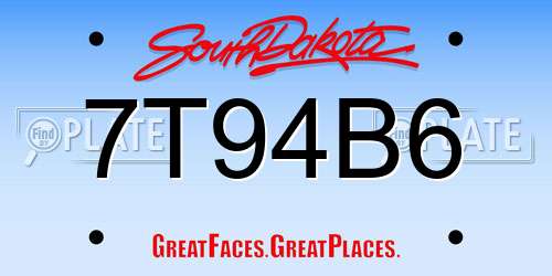 7T94B6 South Dakota License Plate