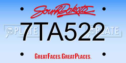 7TA522 South Dakota License Plate