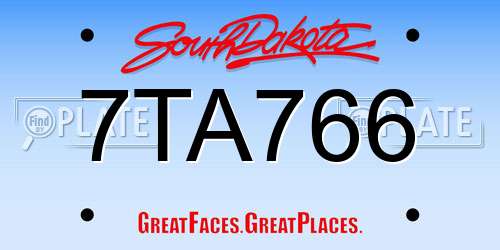 7TA766 South Dakota License Plate