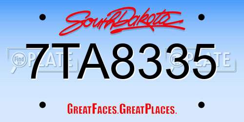 7TA8335 South Dakota License Plate
