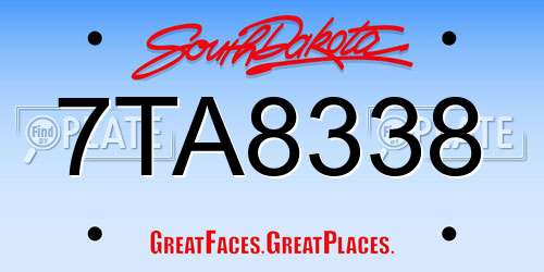 7TA8338 South Dakota License Plate