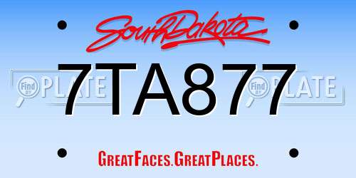 7TA877 South Dakota License Plate