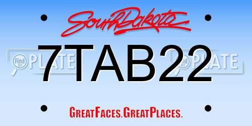 7TAB22 South Dakota License Plate