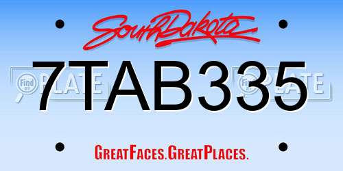 7TAB335 South Dakota License Plate