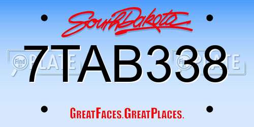 7TAB338 South Dakota License Plate