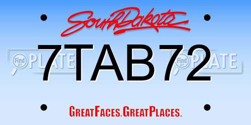 7TAB72 South Dakota License Plate