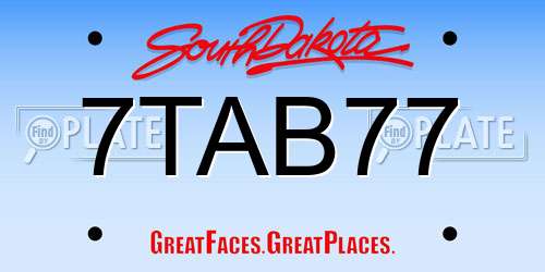 7TAB77 South Dakota License Plate