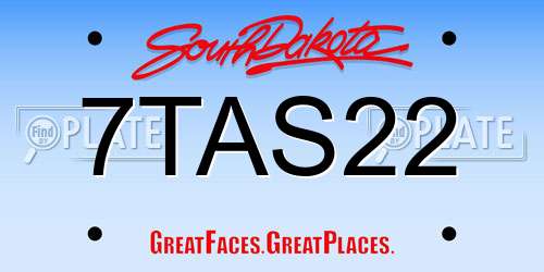 7TAS22 South Dakota License Plate