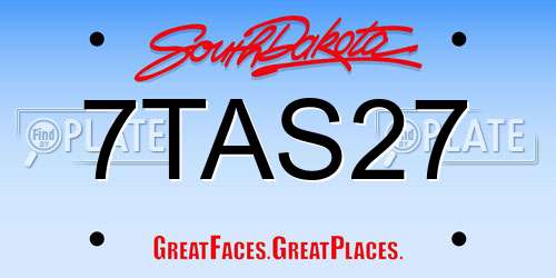 7TAS27 South Dakota License Plate