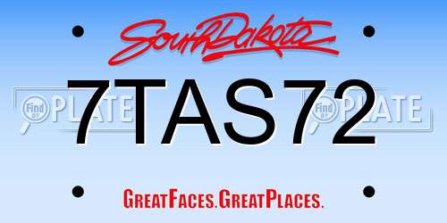 7TAS72 South Dakota License Plate